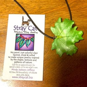 FUN!! Handmade Polymer Clay Leaf Necklace